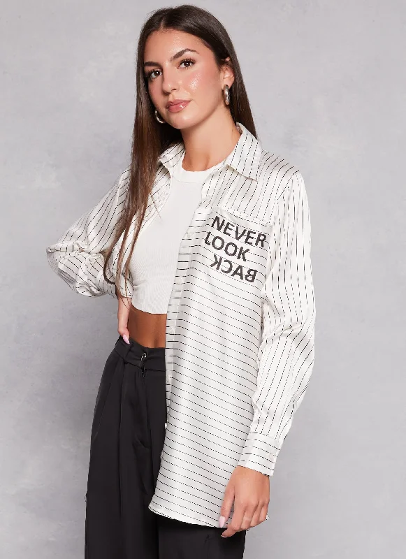 Never Look Back Satin Pinstripe Shirt