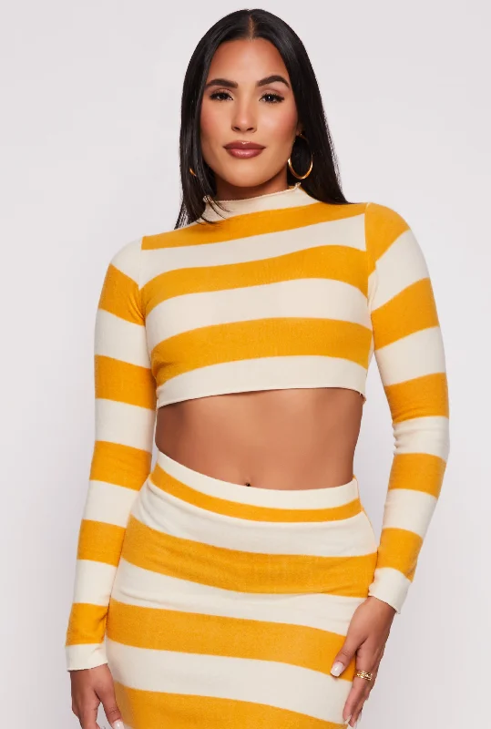 Brush Knit Striped Crop Top