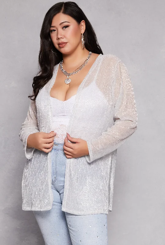 Plus Size Lurex Side Slit Duster