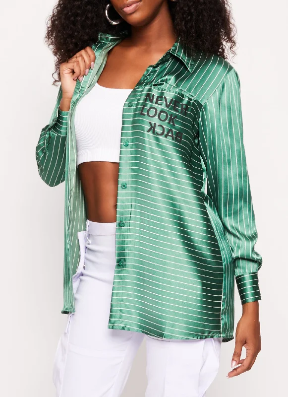 Never Look Back Satin Pinstripe Shirt