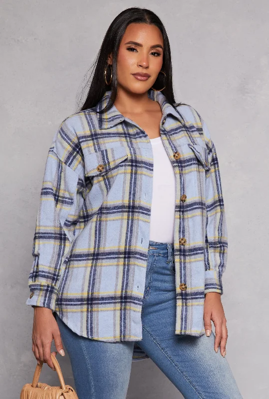 Spoon Jeans Plaid Tunic Shirt