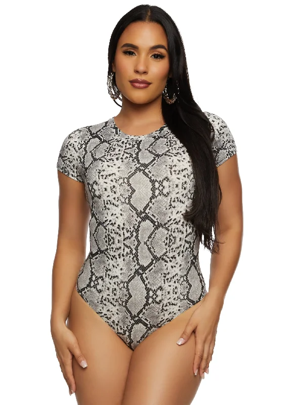 Printed Crew Neck Bodysuit