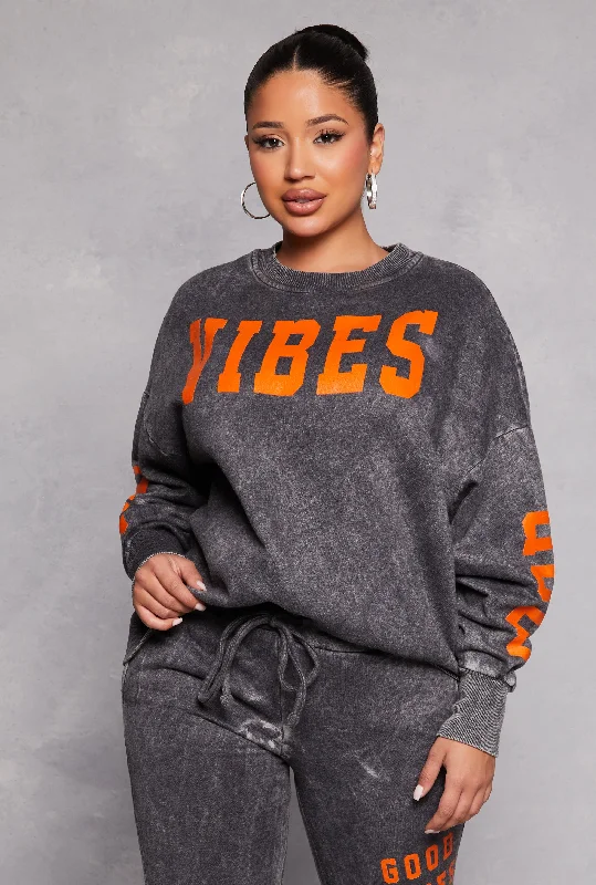 Acid Wash Good Vibes Only Sweatshirt