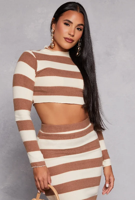 Brush Knit Striped Crop Top