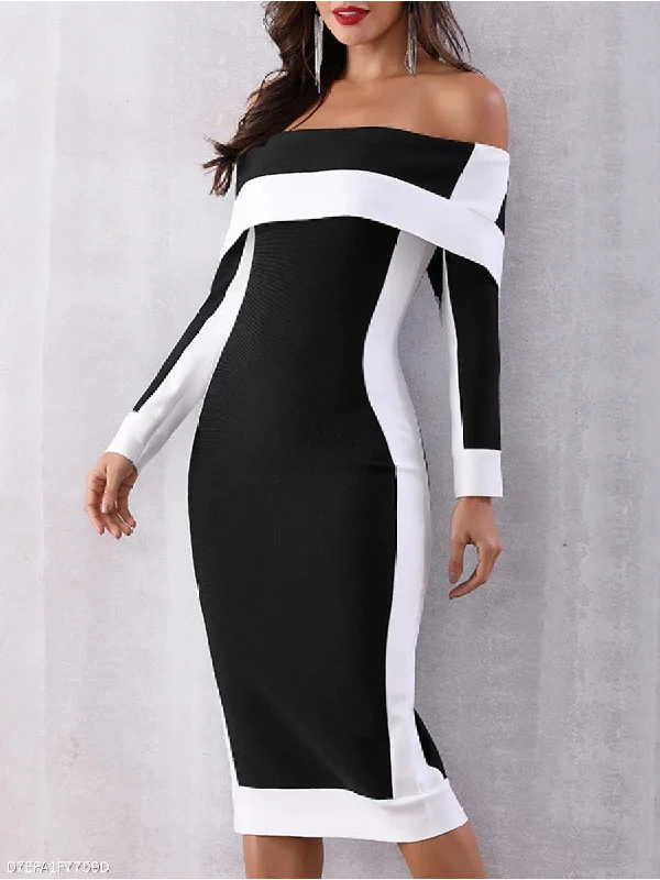 Black and White Bodycon Party Dress