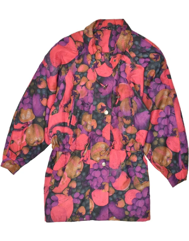 C&A Womens Overcoat EU 38 Medium Purple Floral Polyester