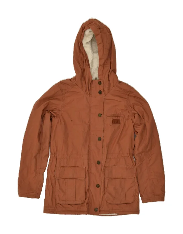 BILLABONG Womens Hooded Parka Jacket UK 6 XS Brown