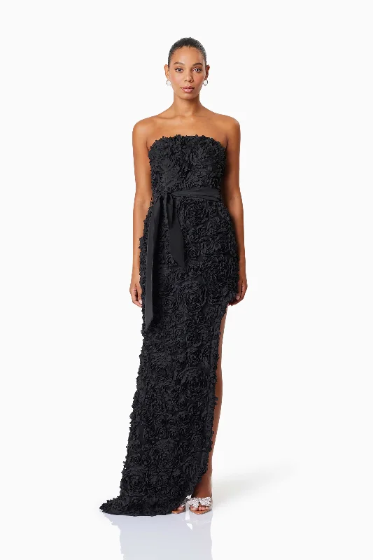 Megan Strapless Maxi Gown In Black