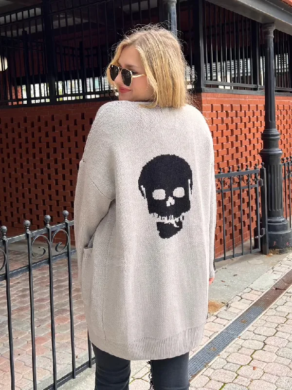 GASPAR SKULL CARDIGAN IN GREY