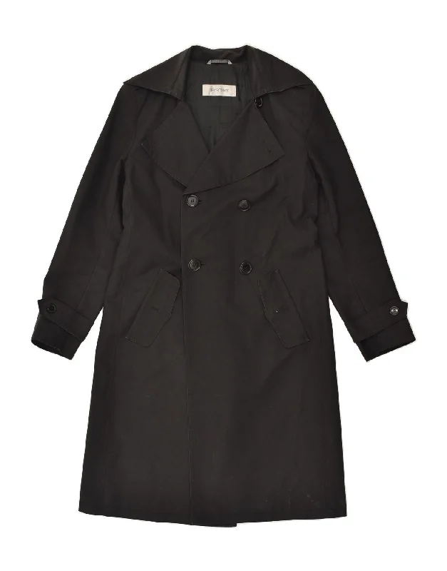 SPORTMAX Womens Double Breasted Coat UK 10 Small  Black Cotton