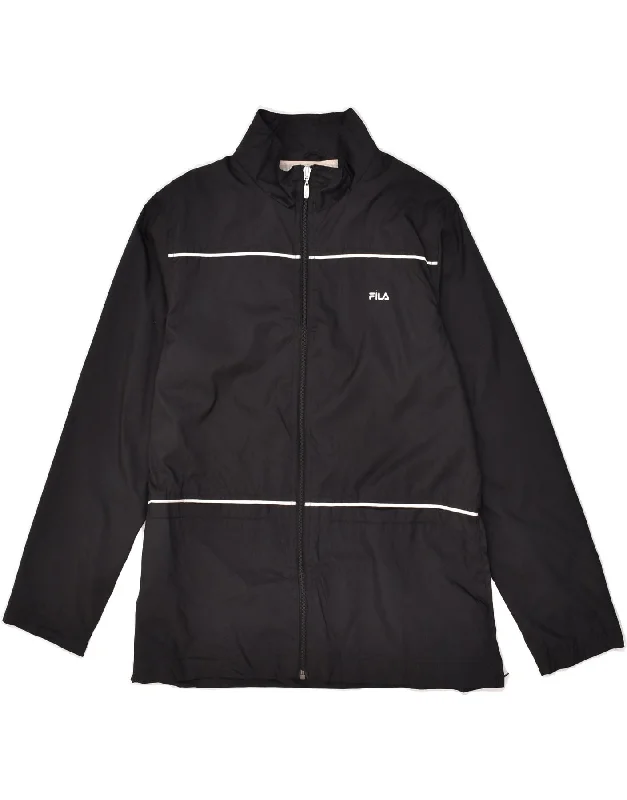 FILA Womens Rain Jacket IT 44 Medium Black Polyester