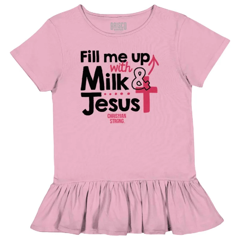 Milk And Jesus Toddler Ruffle Bottom T-shirt