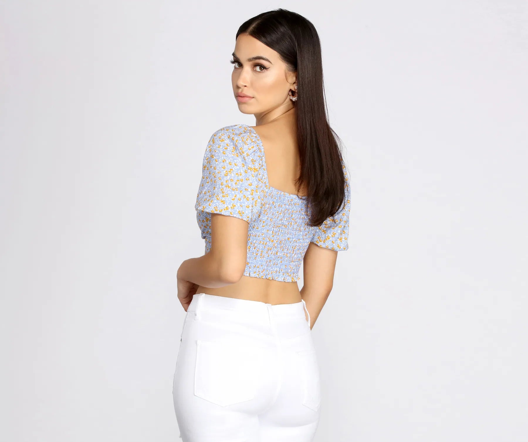 Spring Affair Puff Sleeve Crop Top