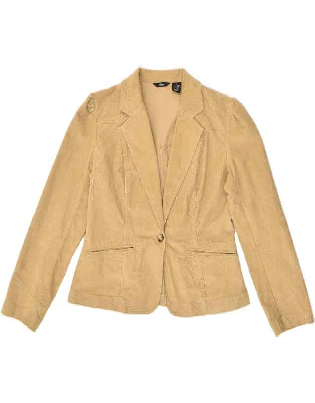 MOSSIMO Womens 1 Button Corduroy Blazer Jacket UK 10 Small Beige Cotton