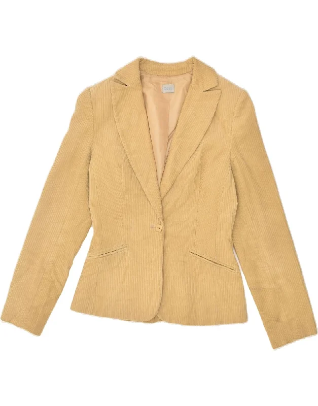 OASIS Womens 1 Button Corduroy Blazer Jacket UK 8 Small Beige Cotton