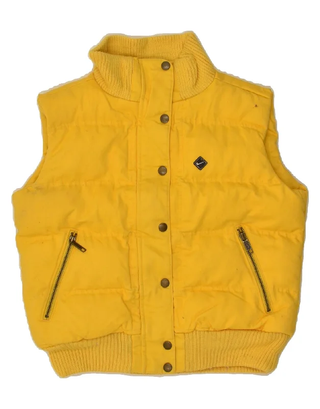 NIKE Womens Padded Gilet UK 6 XS Yellow Cotton