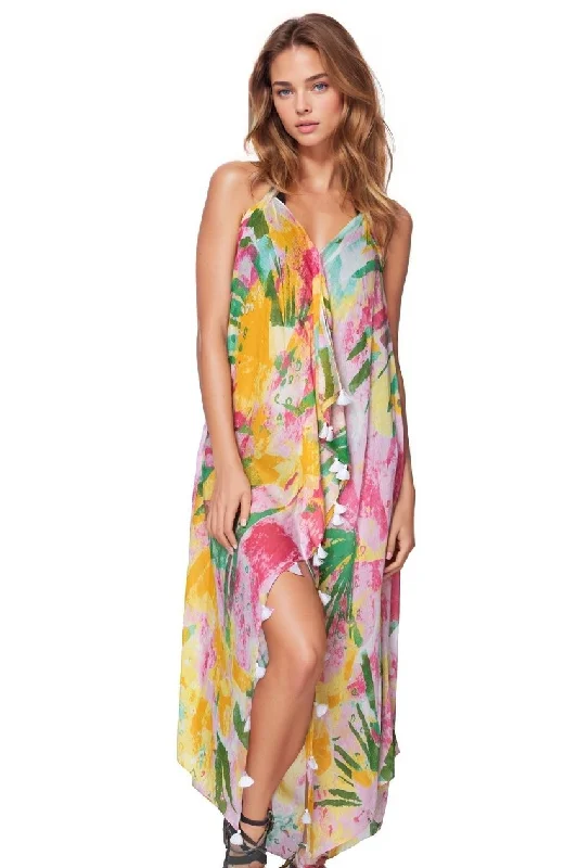 Maxi Tassel Sundress Coverup in One Summer Day Print