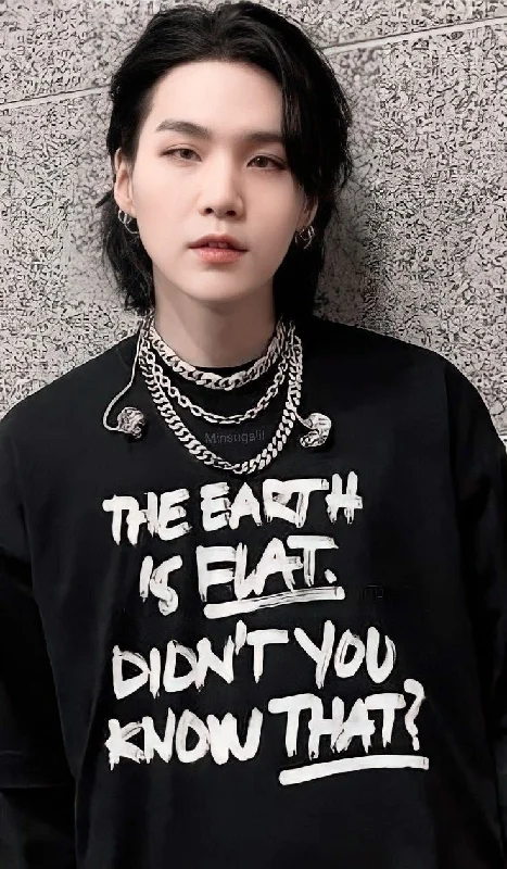 The Earth is Flat- Yoongi: BTS- HALF-SLEEVE T-SHIRTS