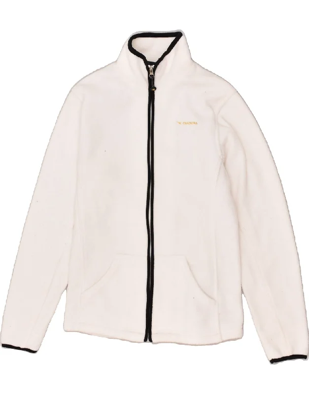 DIADORA Womens Fleece Jacket UK 10 Small White Polyester