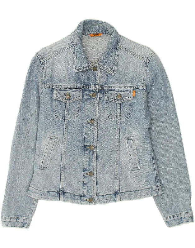 WITBOY Womens Denim Jacket UK 14 Large Blue Cotton