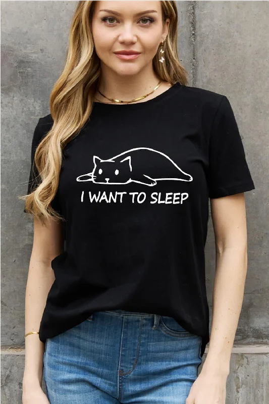 I WANT TO SLEEP Graphic Cotton Tee