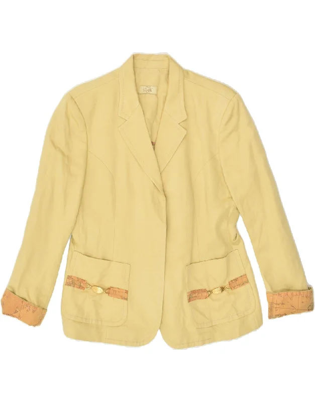 ALVIERO MARTINI Womens Blazer Jacket UK 16 Large Yellow Linen