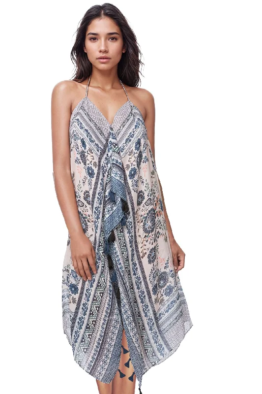 Maxi Tassel Coverup SunDress in Antique Haven Print