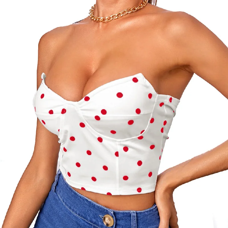 Asymmetrical Polka Dot Off-shoulder Tank Top