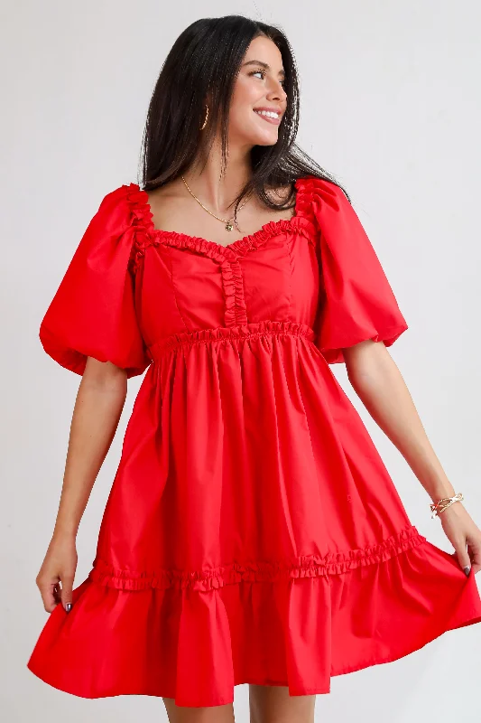 FINAL SALE - Convincingly Graceful Red Ruffle Mini Dress