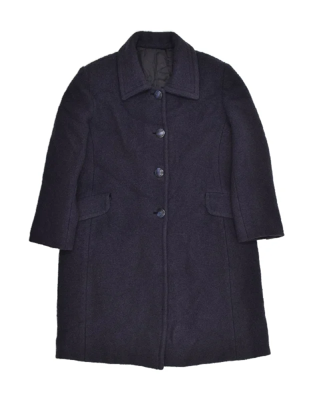 VINTAGE Womens Overcoat UK 16 Large Navy Blue