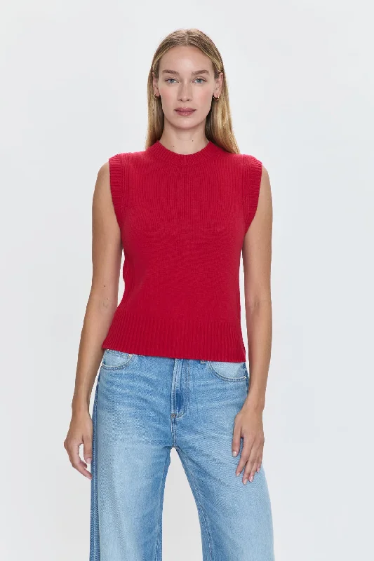 Leandra Sleeveless Crewneck Sweater - Ruby