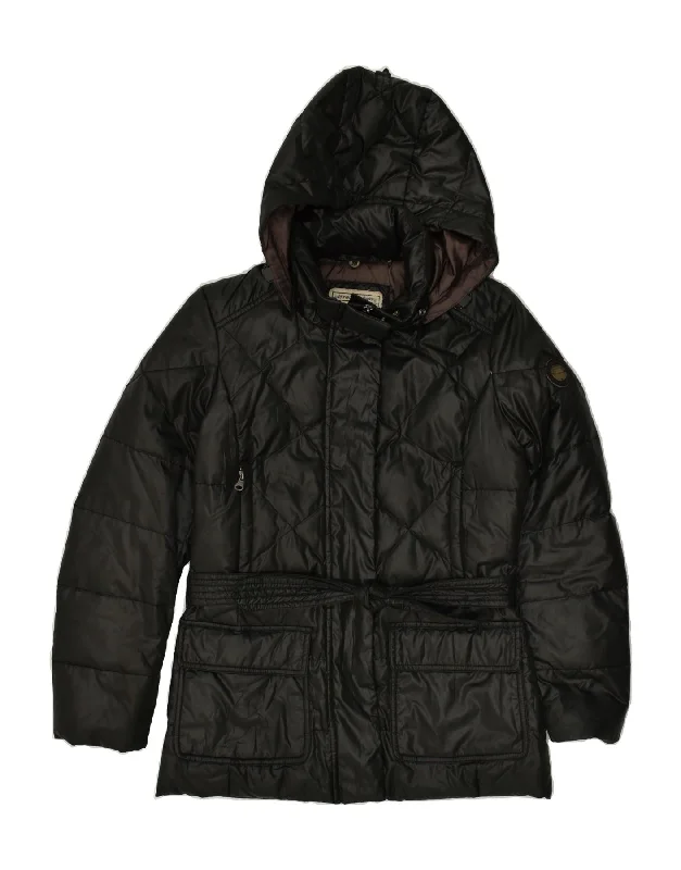 THINK PINK Womens Hooded Padded Jacket UK 6 XS Black