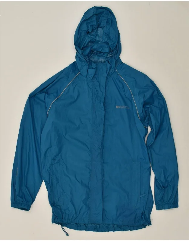 MOUNTAIN WAREHOUSE Womens Hooded Rain Jacket UK 14 Large Blue Nylon