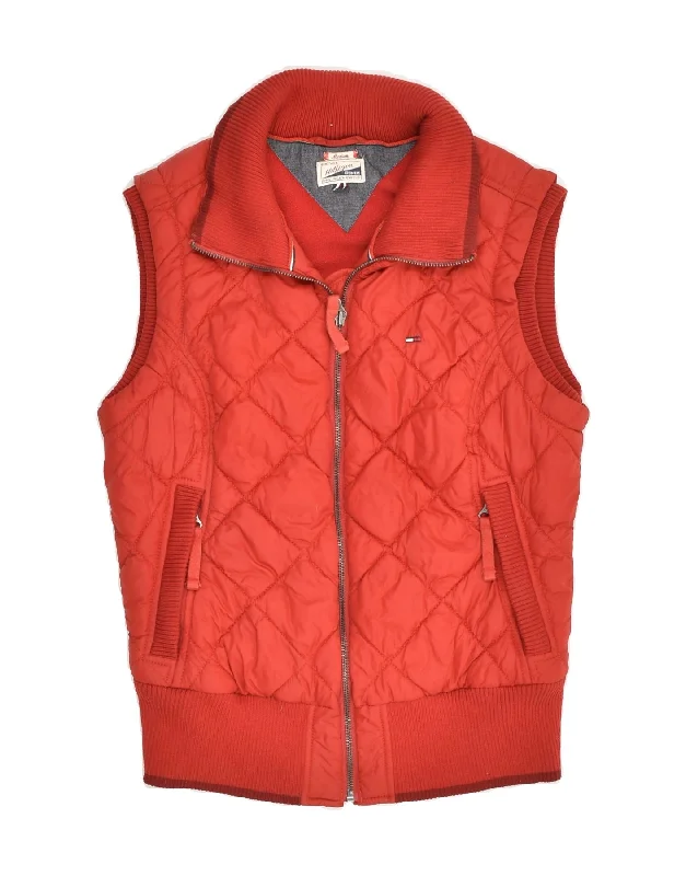 TOMMY HILFIGER Womens Padded Gilet UK 12 Medium Red Polyester