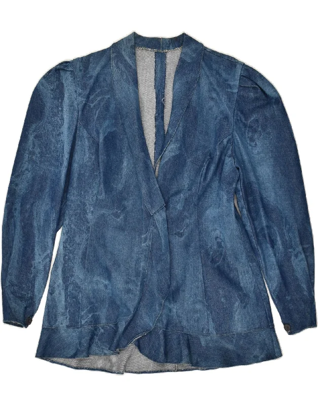 VINTAGE Womens Denim Blazer Jacket UK 10 Small Blue