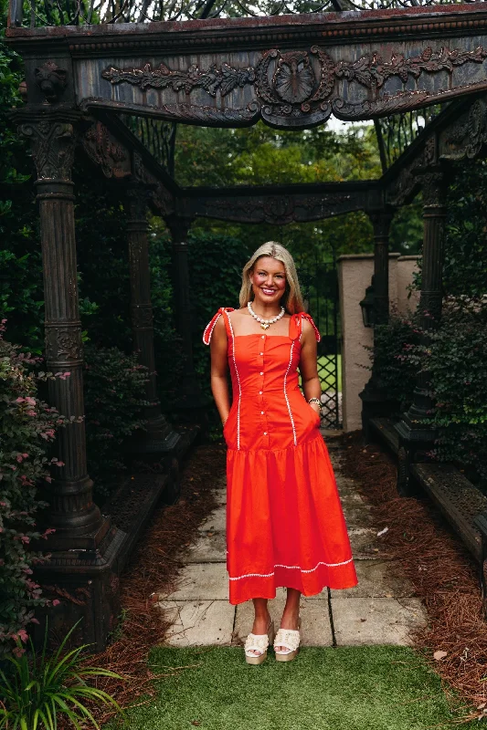 Alora Midi Dress - Spicy Orange