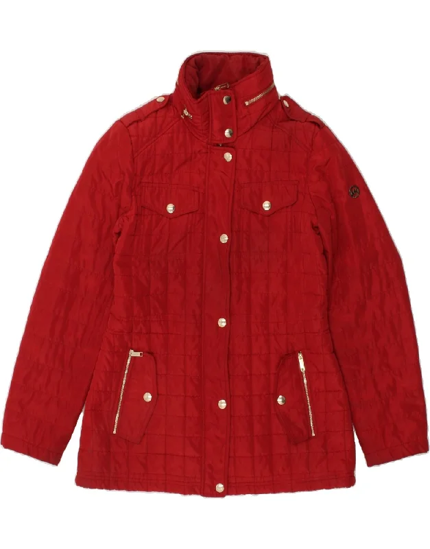 MICHAEL KORS Womens Quilted Jacket UK 10 Small Red Polyester