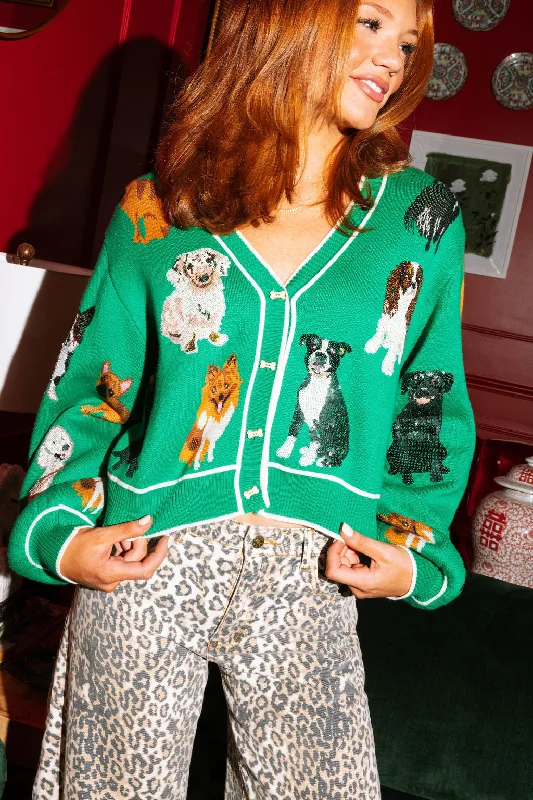 Green Dog Button Up Cardigan