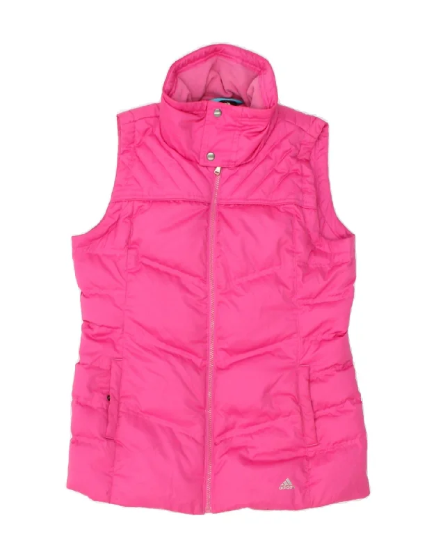 ADIDAS Womens Padded Gilet UK 14 Medium Pink Polyester