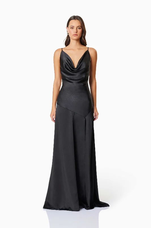 Clementine Cowl Neck Maxi Dress In Black