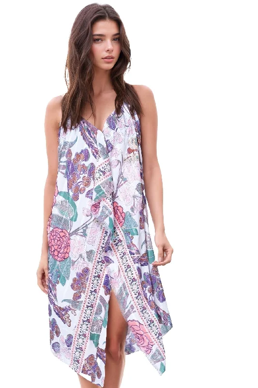 Maxi Halter Sundress Coverup  in Enchanting Blooms Print