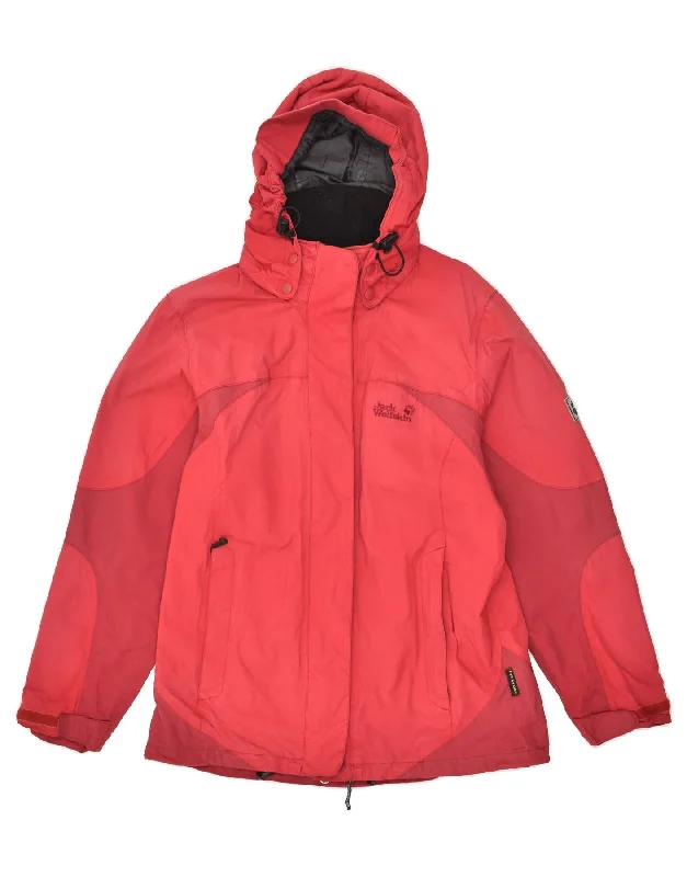 JACK WOLFSKIN Womens Hooded Windbreaker Jacket UK 14 Medium Red