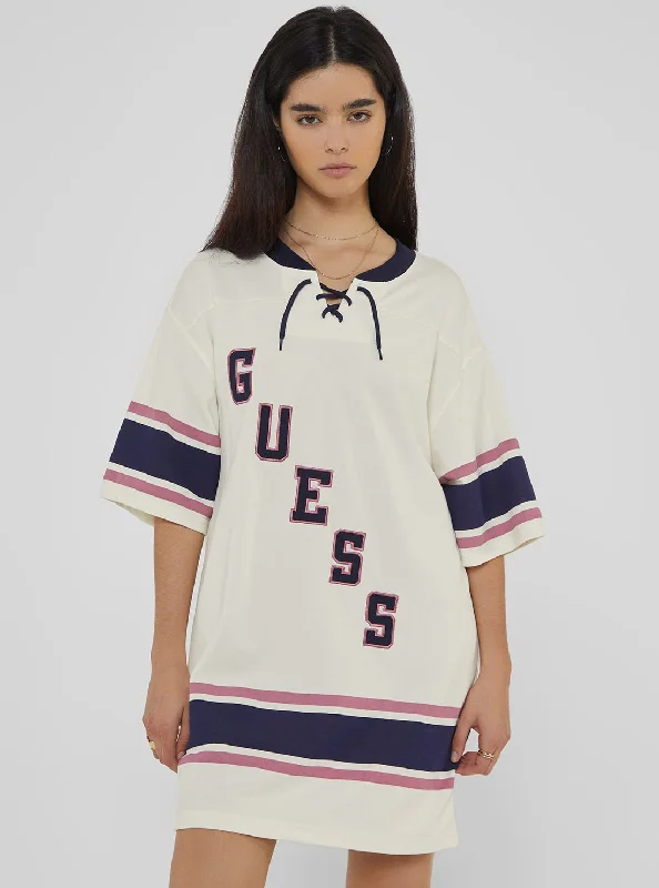 Guess Originals Beige Hockey Jersey Mini Dress