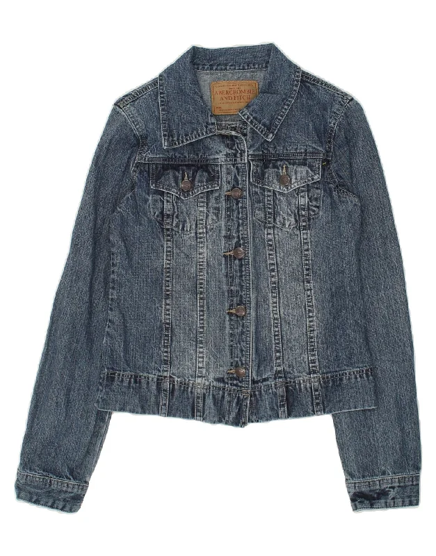 ABERCROMBIE & FITCH Womens Denim Jacket UK 14 Large Blue