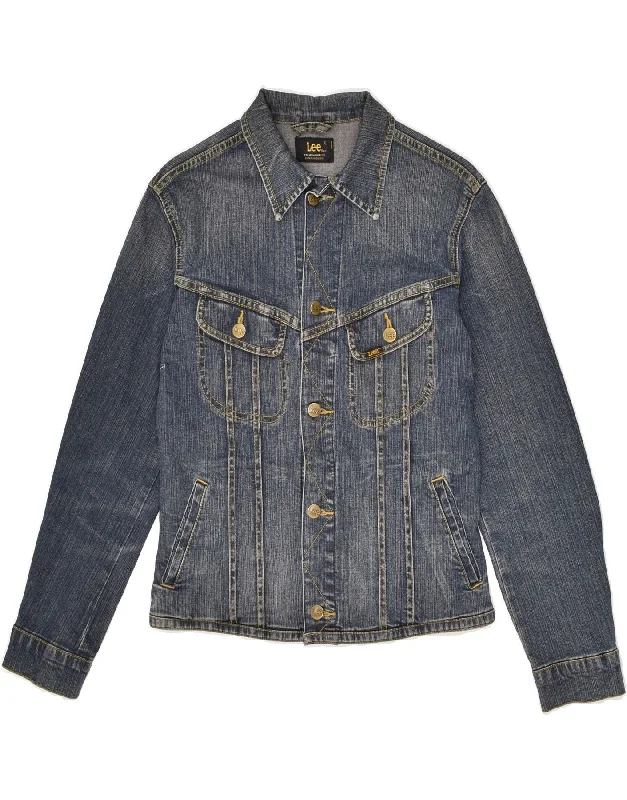 LEE Womens Denim Jacket UK 14 Large Navy Blue Cotton