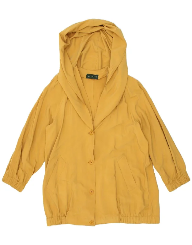 MOTIVI Womens Hooded Bomber Jacket UK 16 Large Yellow Cotton