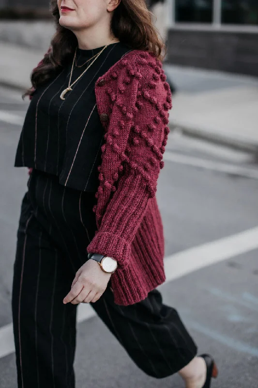 Hand Knit Nepali Wool Jill Sweater in Maroon - XL and XS Left