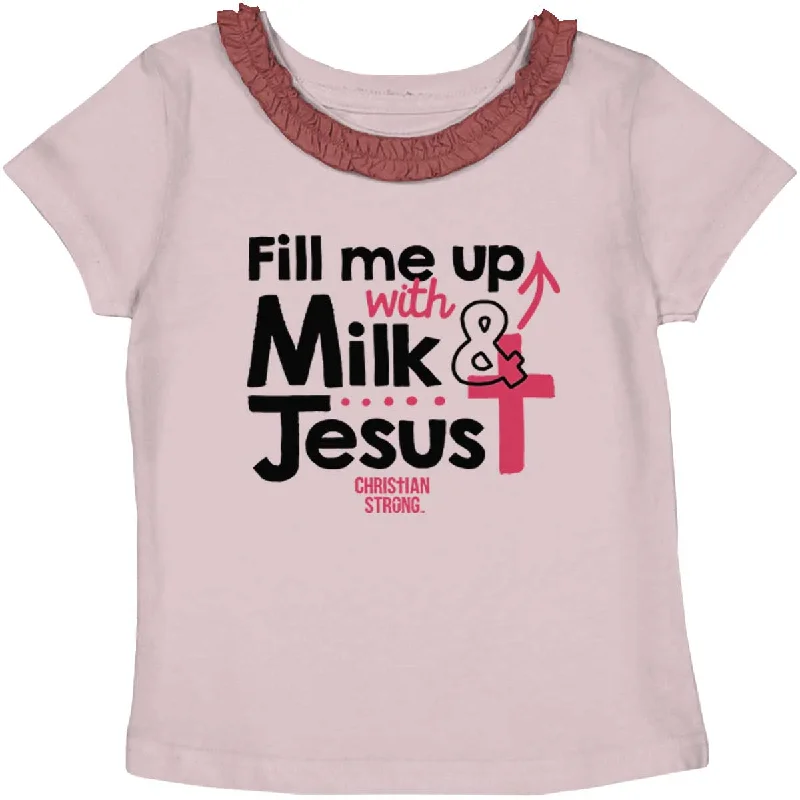 Milk And Jesus Toddler Ruffled Trim T-Shirt