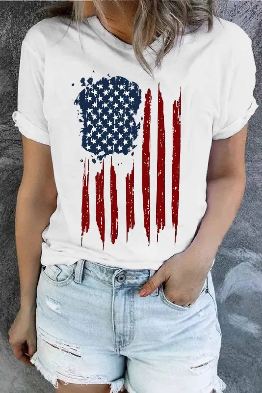 US Flag Graphic Round Neck Short Sleeve Tee