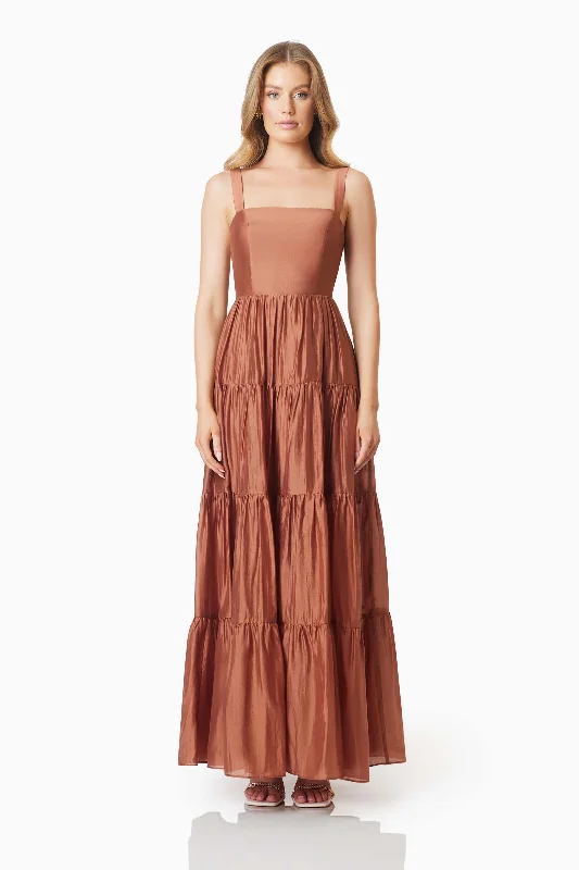 Fauna Resortwear Maxi Dress In Brown